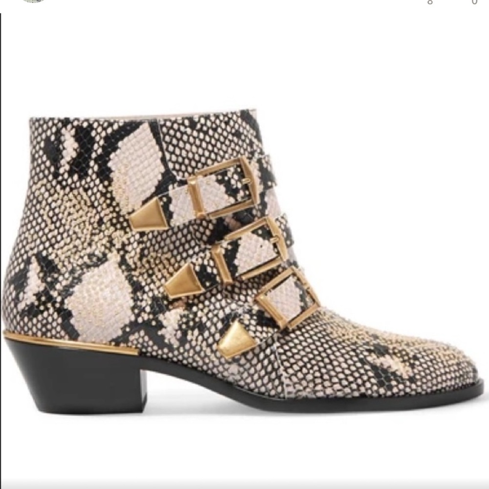 Chloe | Susanna Python Snakeskin Print Studded Bo… - image 1